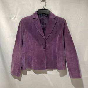 Vintage Pale Purple Suede Leather Blazer Jacket Coat Size Petite Large